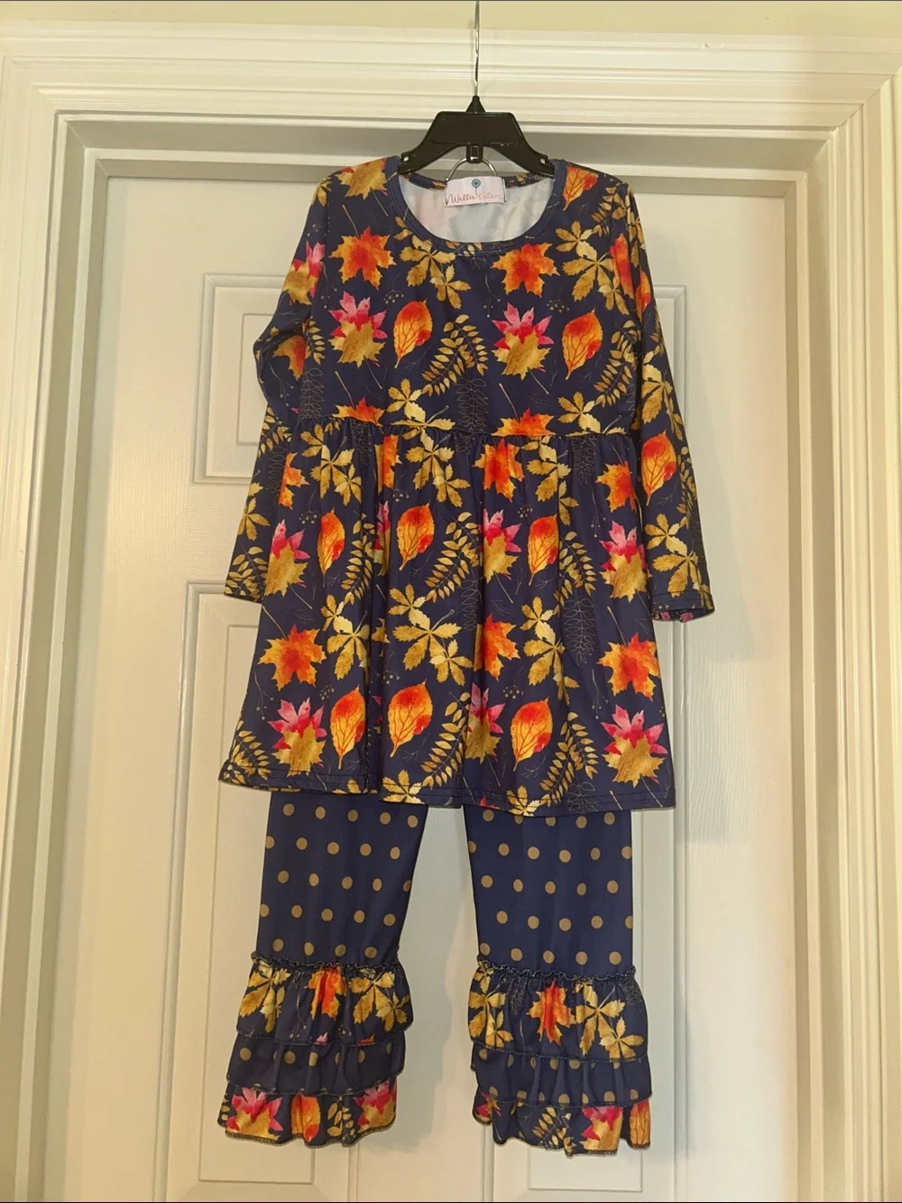 Girls' Navy Floral Ruffle Matching Set